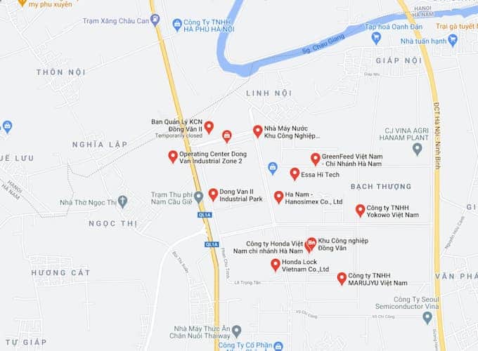 Bản đồ vị trí KCN Đồng Văn 2