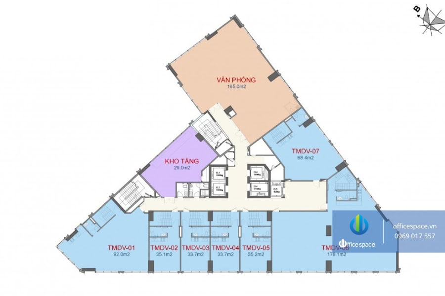 Trinity Tower 5 Officespace cho thuê văn phòng tòa nhà Trinity Tower 145 Hồ Mễ Trì